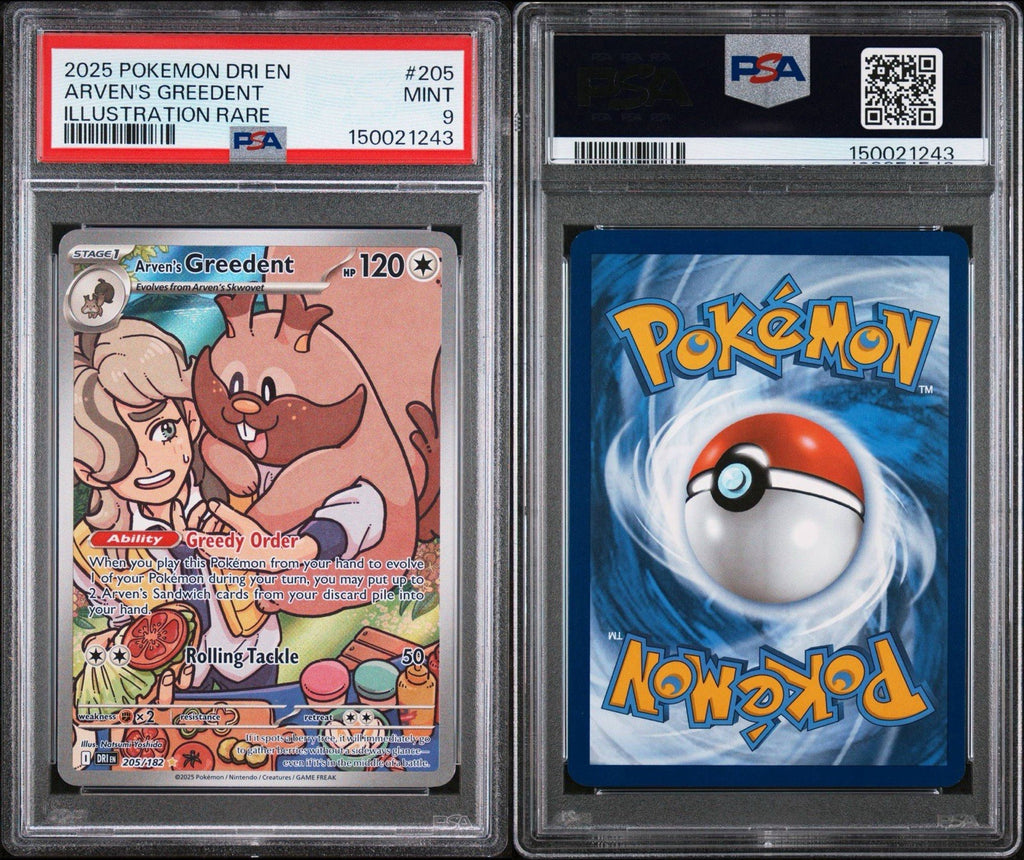 PSA 9 - Arven's Greedent 205/182 Sv10: Destined Rivals Holo