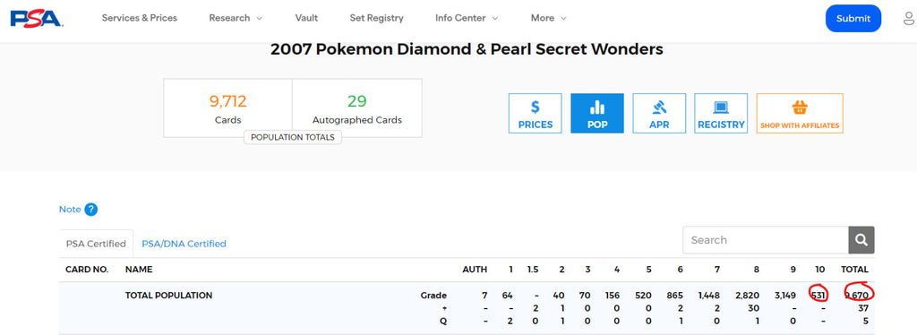 Pop 2 PSA 10 💎 - 2007 Diamond & Pearl Secret Wonders Absol Reverse Holo
