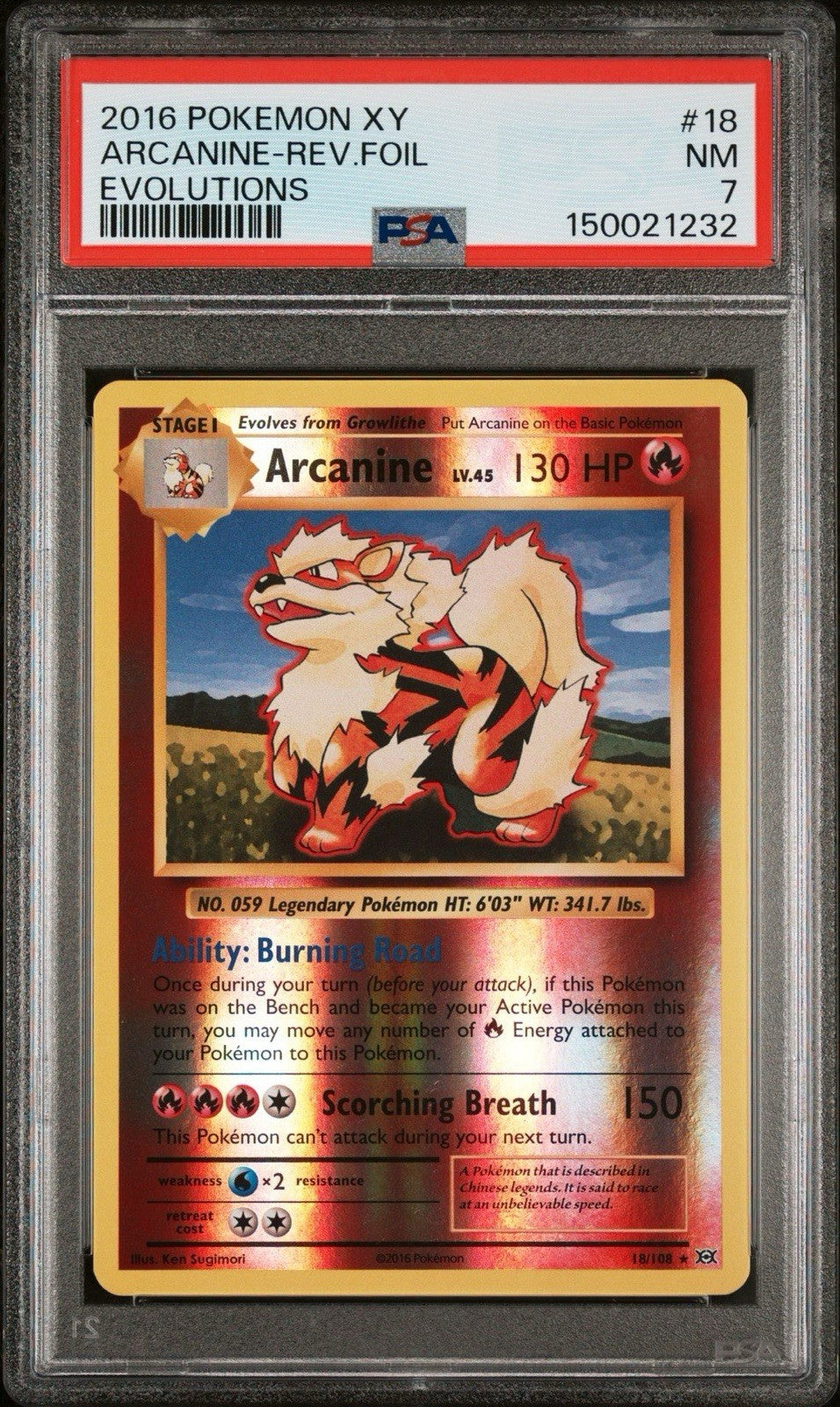 PSA 7 - Arcanine 18/108 Evolutions Reverse Holo